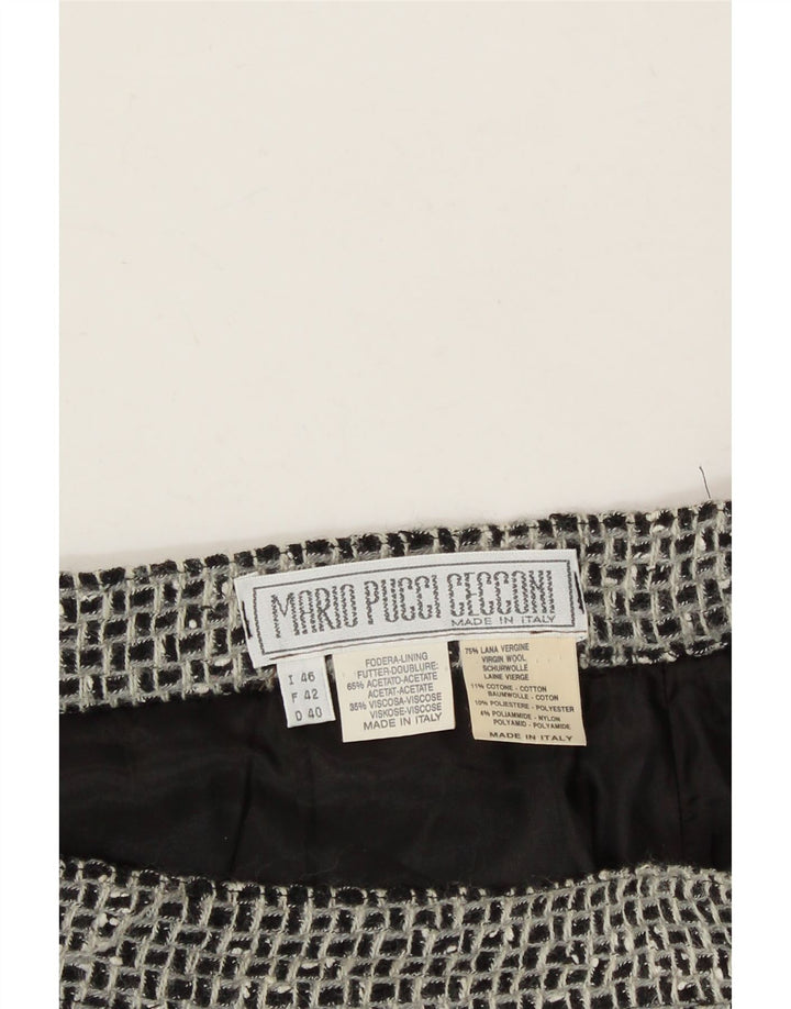MARIO PUCCI CECCONI Womens Pencil Skirt IT 46 Large W30  Grey Check Vintage Mario Pucci Cecconi and Second-Hand Mario Pucci Cecconi from Messina Hembry 