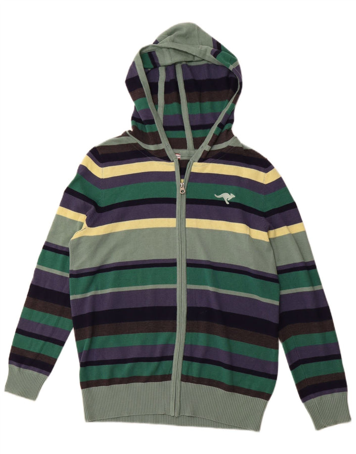 KANGAROOS Womens Hooded Cardigan Sweater UK 18/20 XL Multicoloured Striped