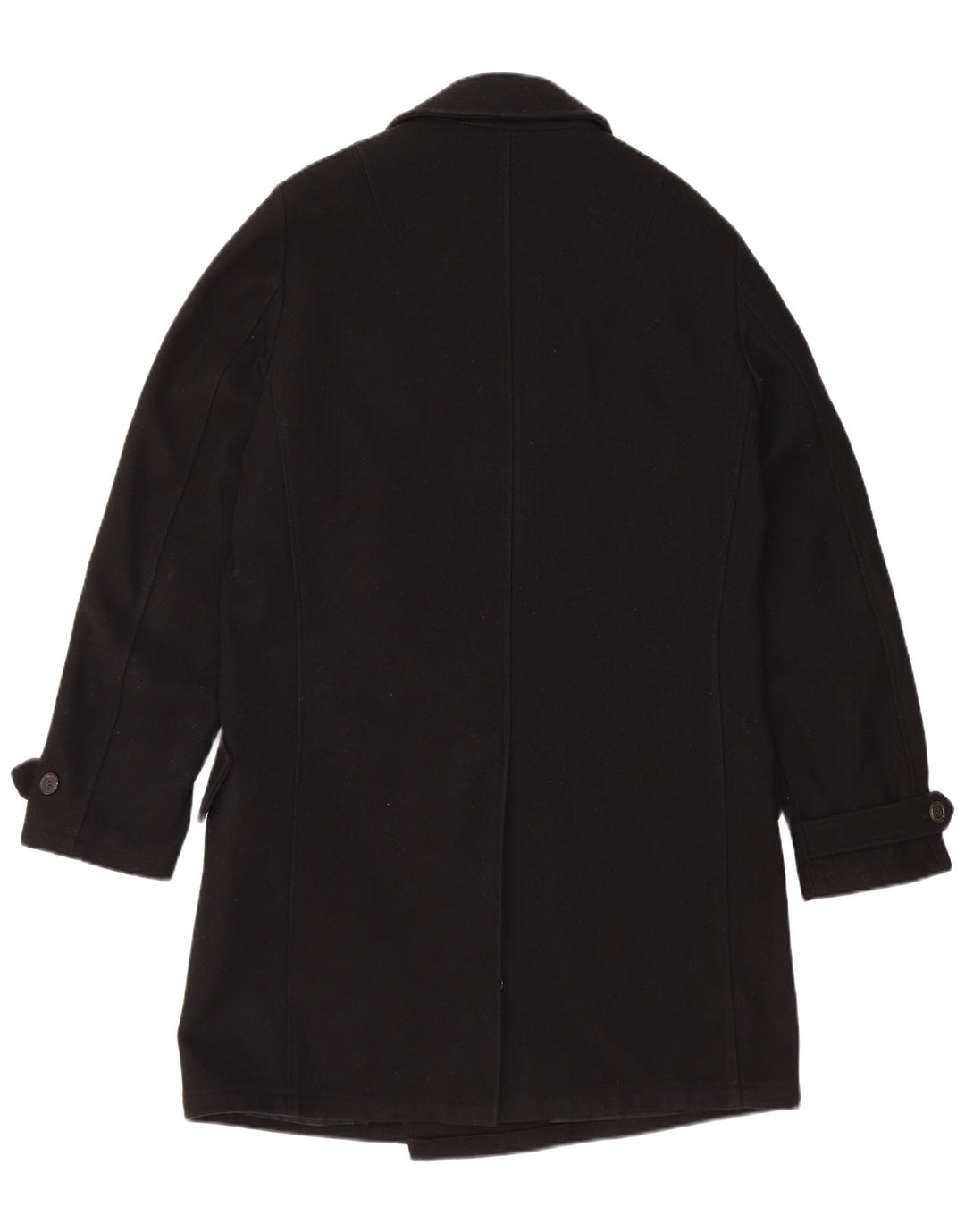 HUGO BOSS Mens Double Breasted Coat UK 38 Medium Black Virgin Wool