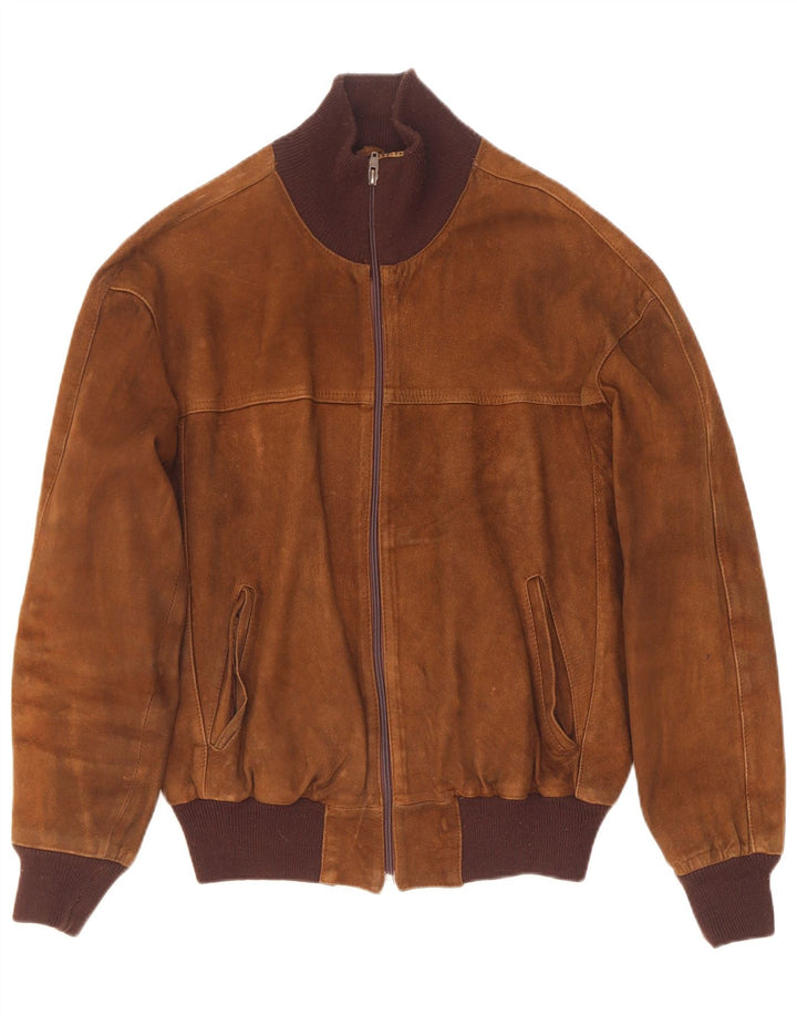 Vintage Mens Suede Bomber Jacket IT 50 Large Brown