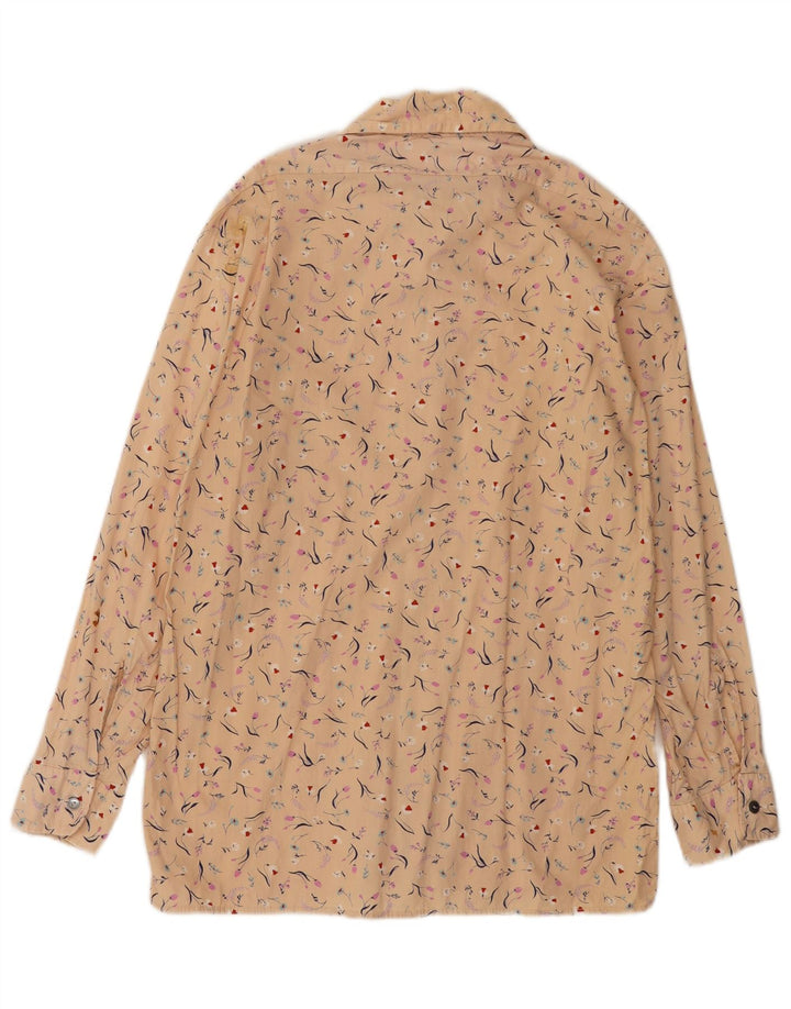 Marvin Mens Shirt Medium Beige Floral Cotton