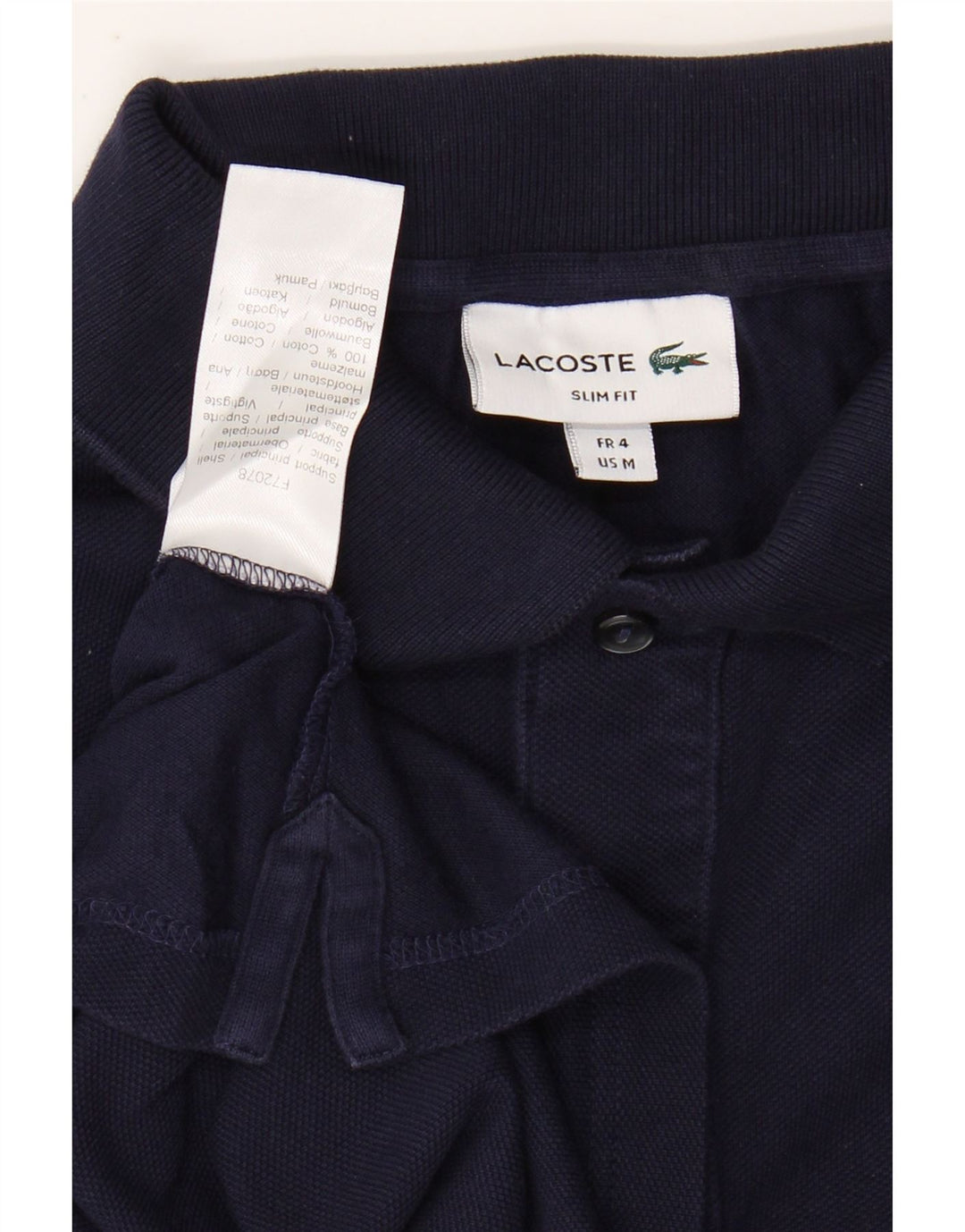 LACOSTE Mens Slim Fit Polo Shirt Size 4 Medium Navy Blue Cotton