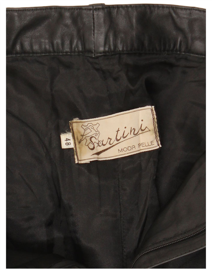 VINTAGE Mens Straight Leather Trousers IT 48 Medium W32 L31 Black
