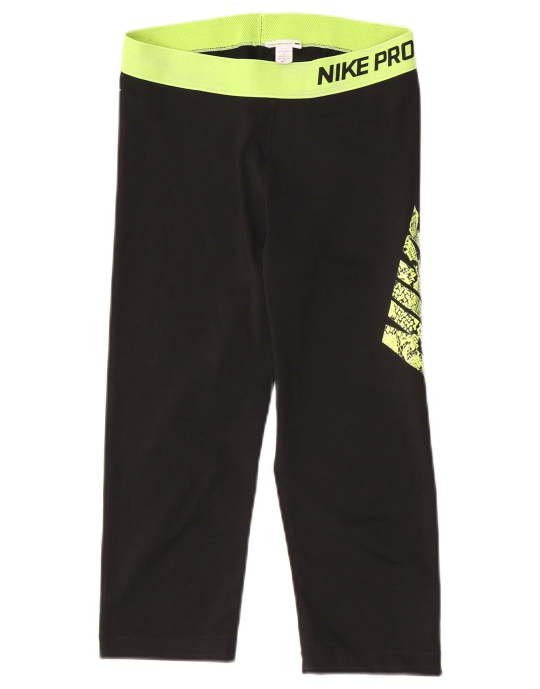 Nike Womens Graphic Capri Leggings UK 12 Medium Black Colourblock