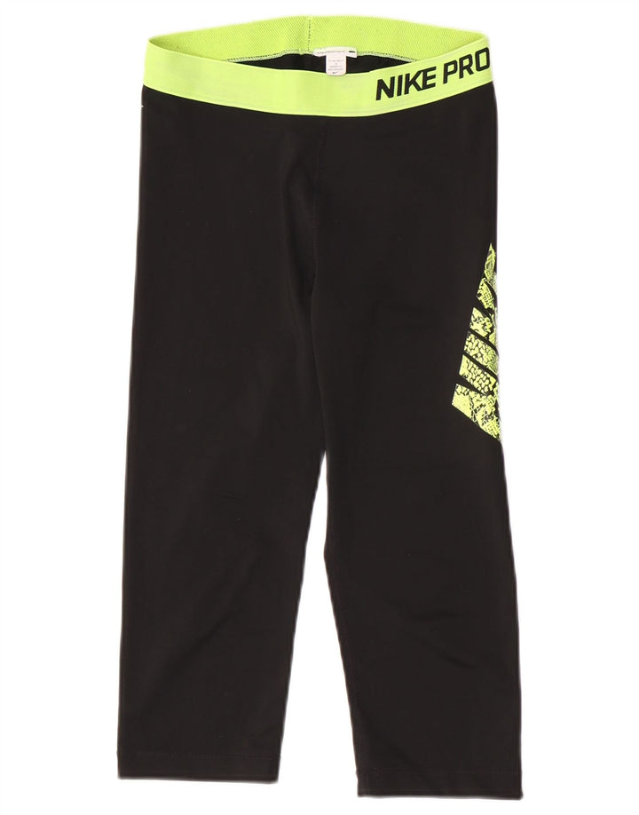 Nike Womens Graphic Capri Leggings UK 12 Medium Black Colourblock