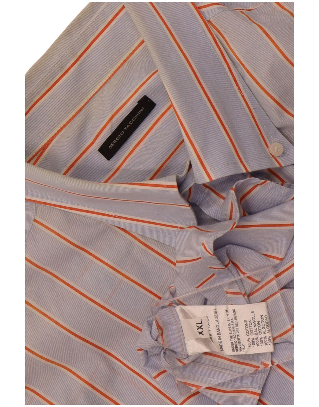 Sergio Tacchini Mens Short Sleeve Shirt 2XL Blue Striped Cotton