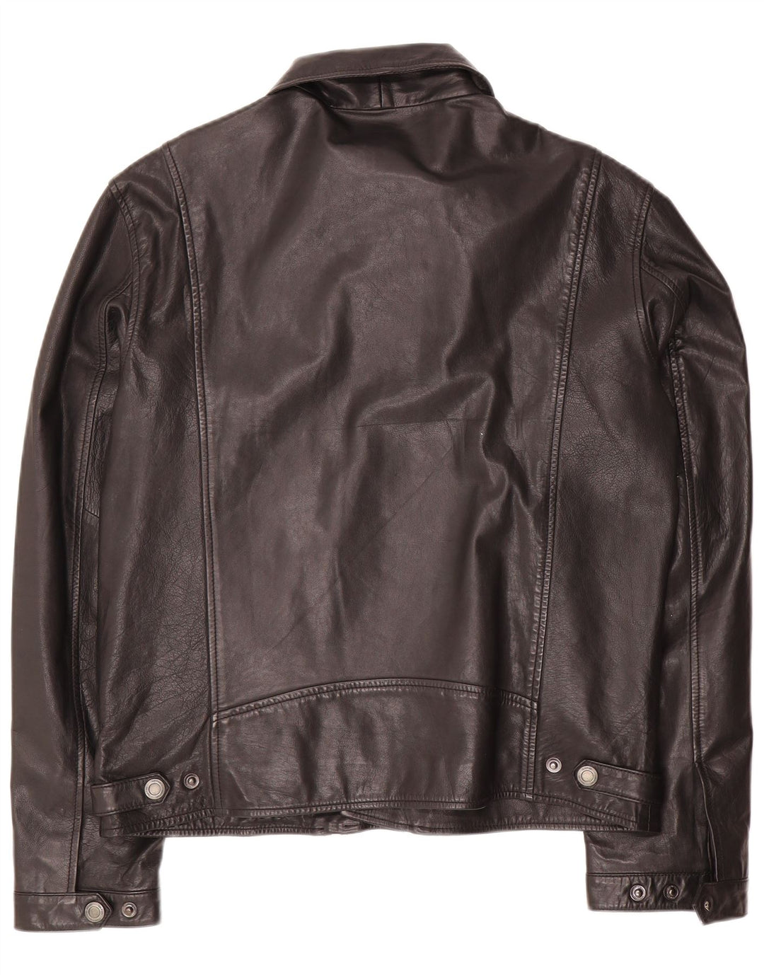 VINTAGE Mens Leather Biker Jacket IT 52 XL Black Leather