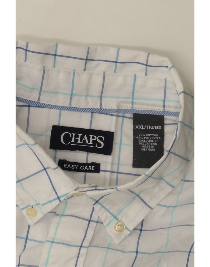 CHAPS Mens Short Sleeve Shirt 2XL White Check Cotton