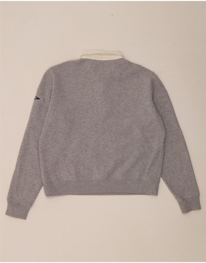 Superdry Womens Oversized Polo Neck Sweatshirt Jumper UK 12 Medium Grey