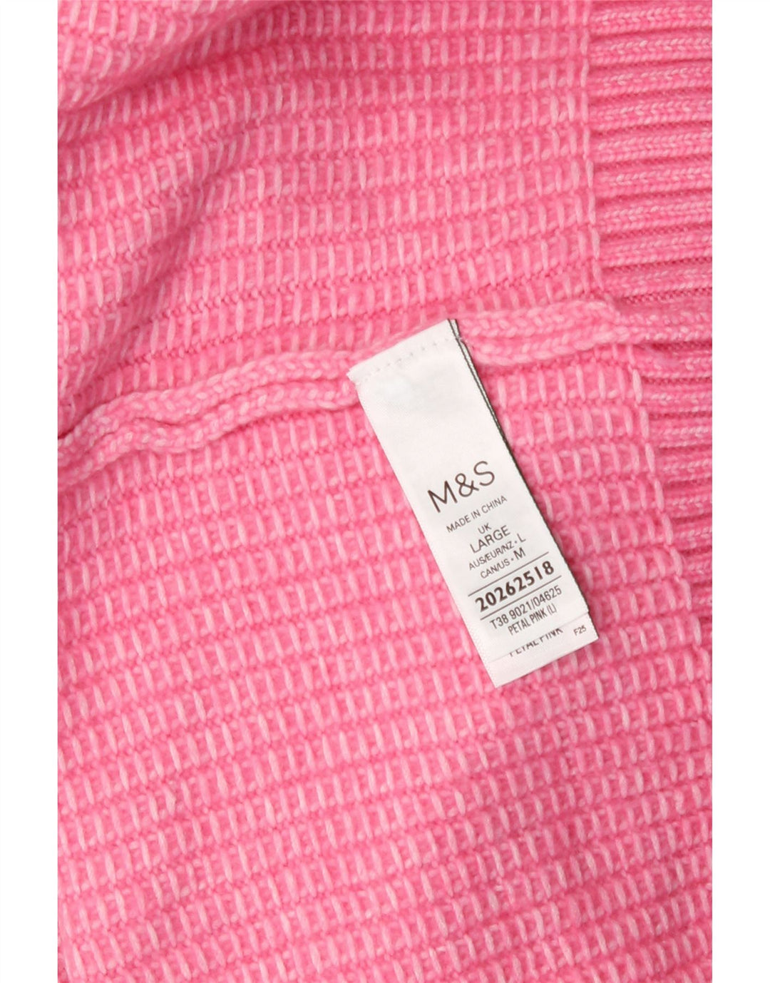Marks & Spencer Womens Roll Neck Jumper Sweater UK 16 Large Pink Polyester