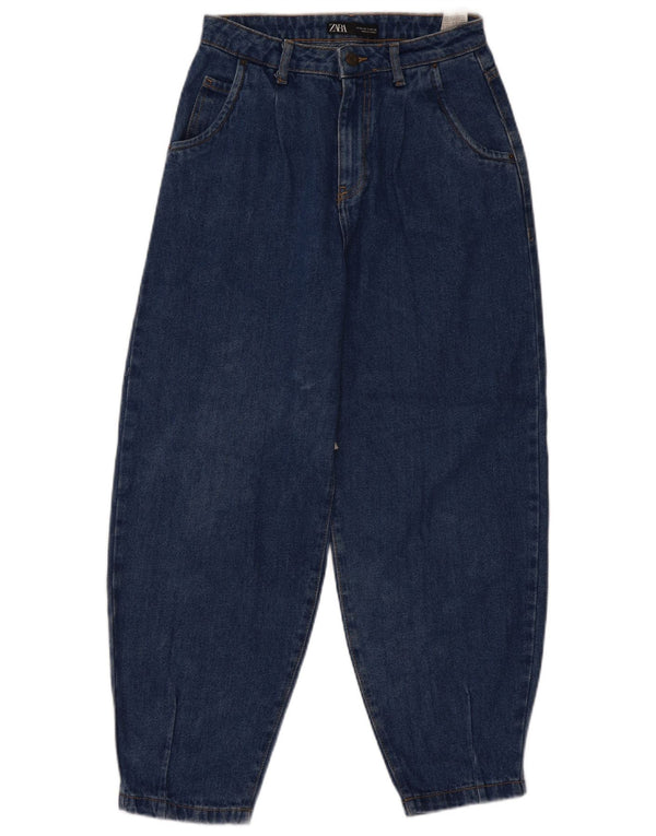 Zara Womens High Waist Tapered Jeans EU 36 XS W26 L27 Blue Cotton