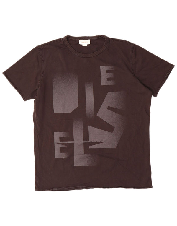 Diesel Mens Graphic T-Shirt Top Large Black Cotton