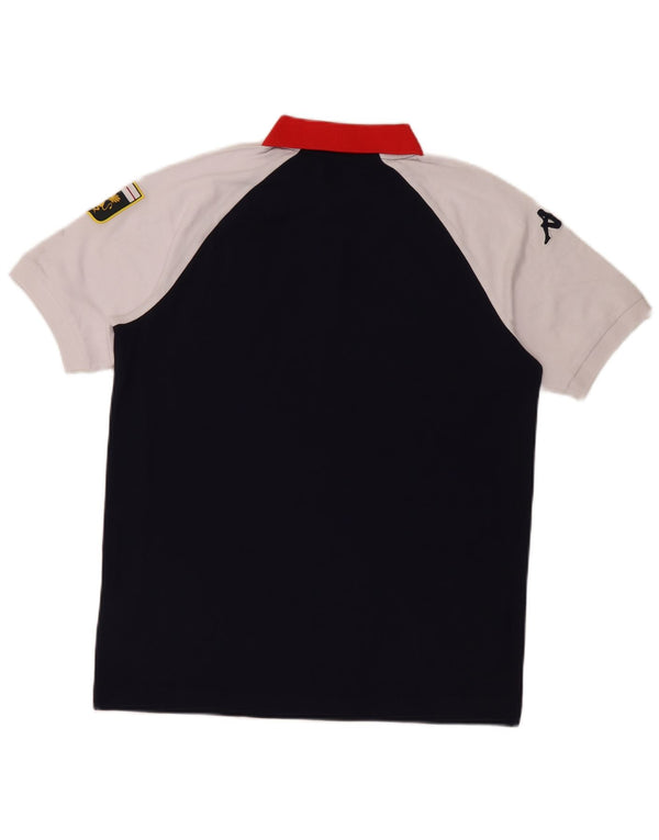 Kappa Mens Gara Graphic Rugby Polo Shirt Large Navy Blue Colourblock Cotton
