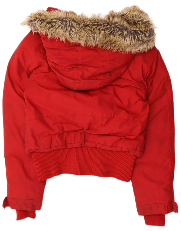 Woolrich Womens Hooded Padded Jacket UK 14 Medium Red Nylon