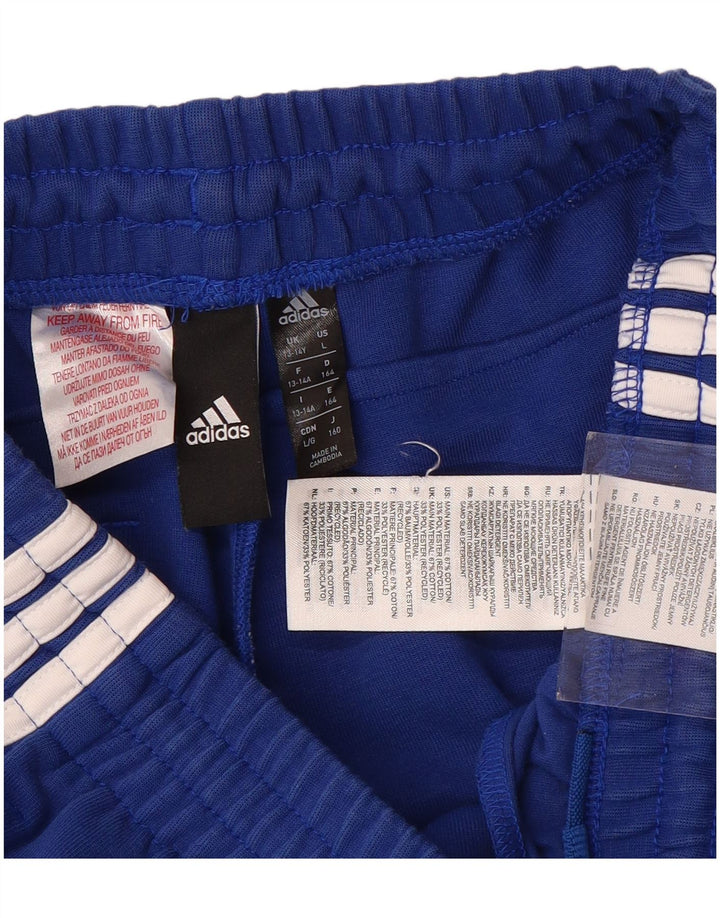 ADIDAS Boys Tracksuit Trousers Joggers 13-14 Years  Blue Cotton