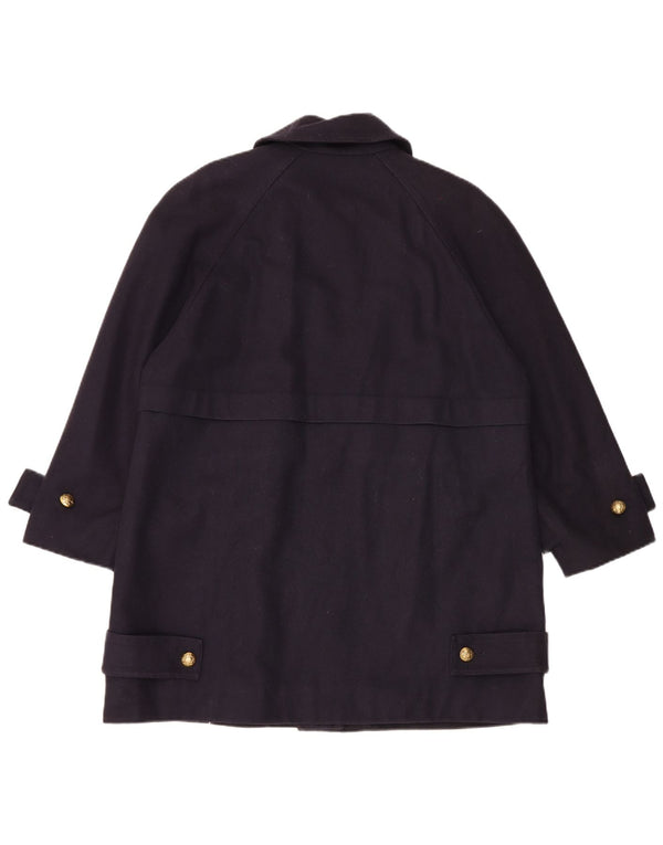 Aquascutum Womens Oversized Overcoat UK 16 Large Navy Blue Wool