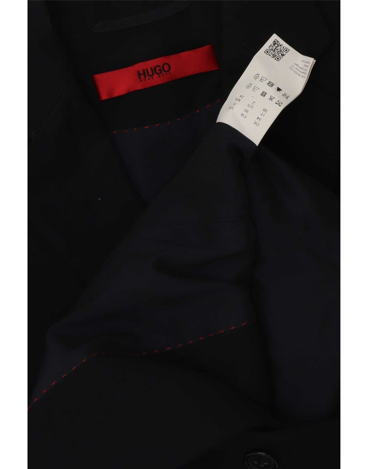 Hugo Boss Womens 2 Button Blazer Jacket UK 6 XS Navy Blue Virgin Wool