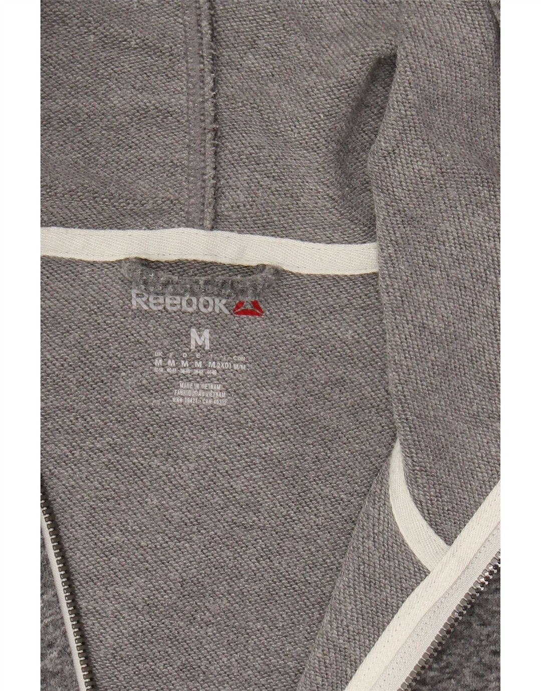 REEBOK Womens Graphic Zip Hoodie Sweater UK 12/14 Medium Grey Flecked