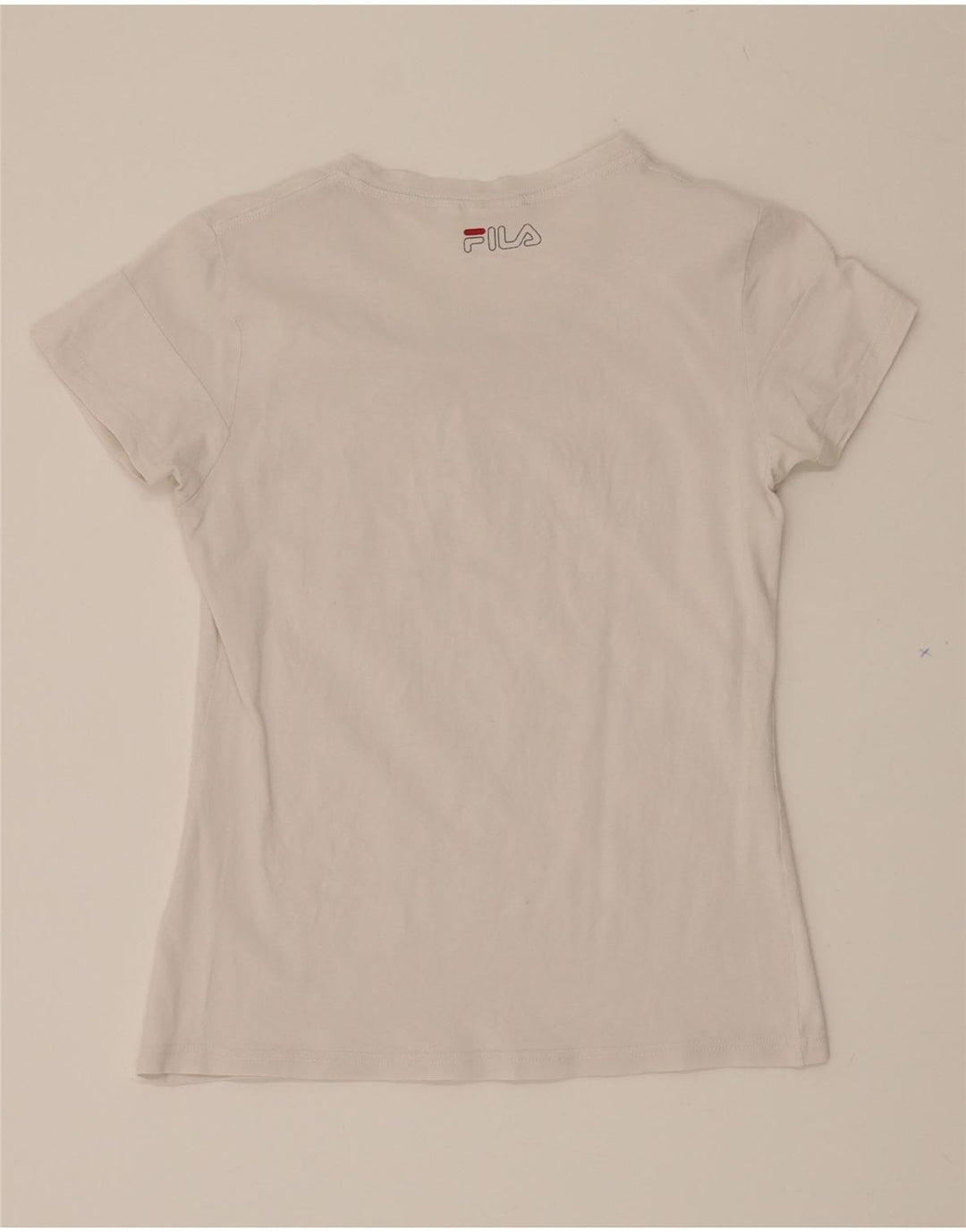 FILA Womens Graphic T-Shirt Top UK 10 Small White Vintage Fila and Second-Hand Fila from Messina Hembry 