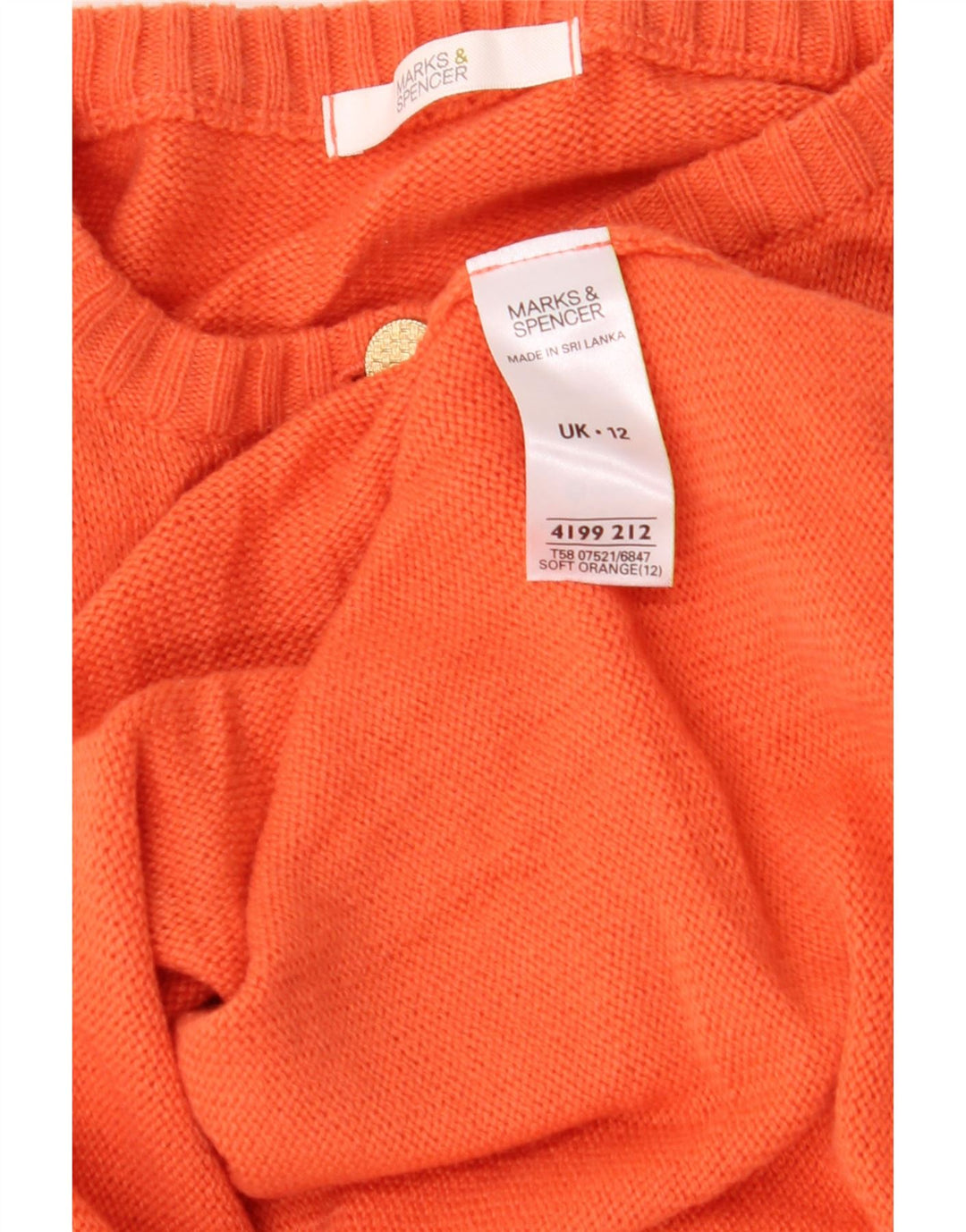 MARKS & SPENCER Womens Cardigan Sweater UK 12 Medium Orange Acrylic