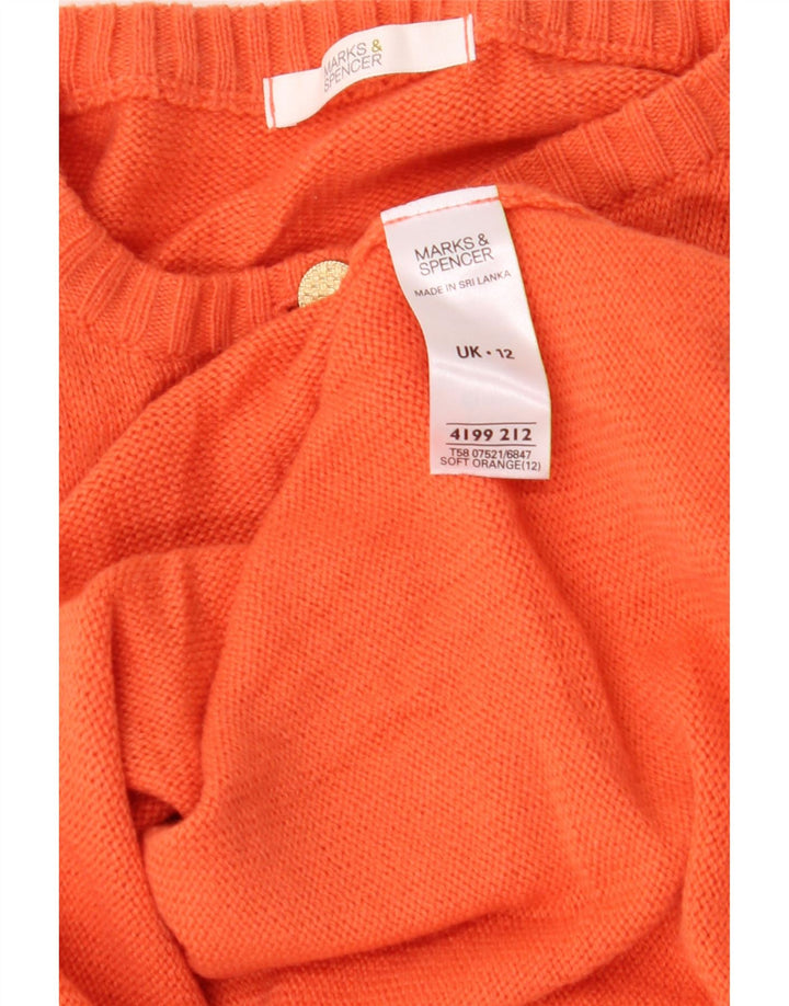 MARKS & SPENCER Womens Cardigan Sweater UK 12 Medium Orange Acrylic