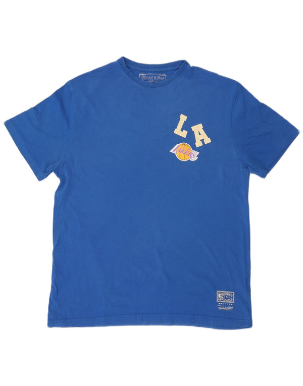 MITCHELL & NESS Mens Los Angeles Lakers Graphic T-Shirt Top XL Blue Cotton