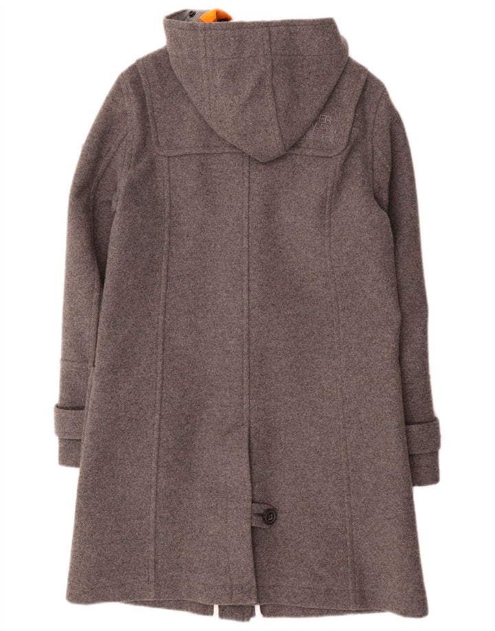 Superdry Womens Hooded Duffle Coat UK 12 Medium Grey Wool