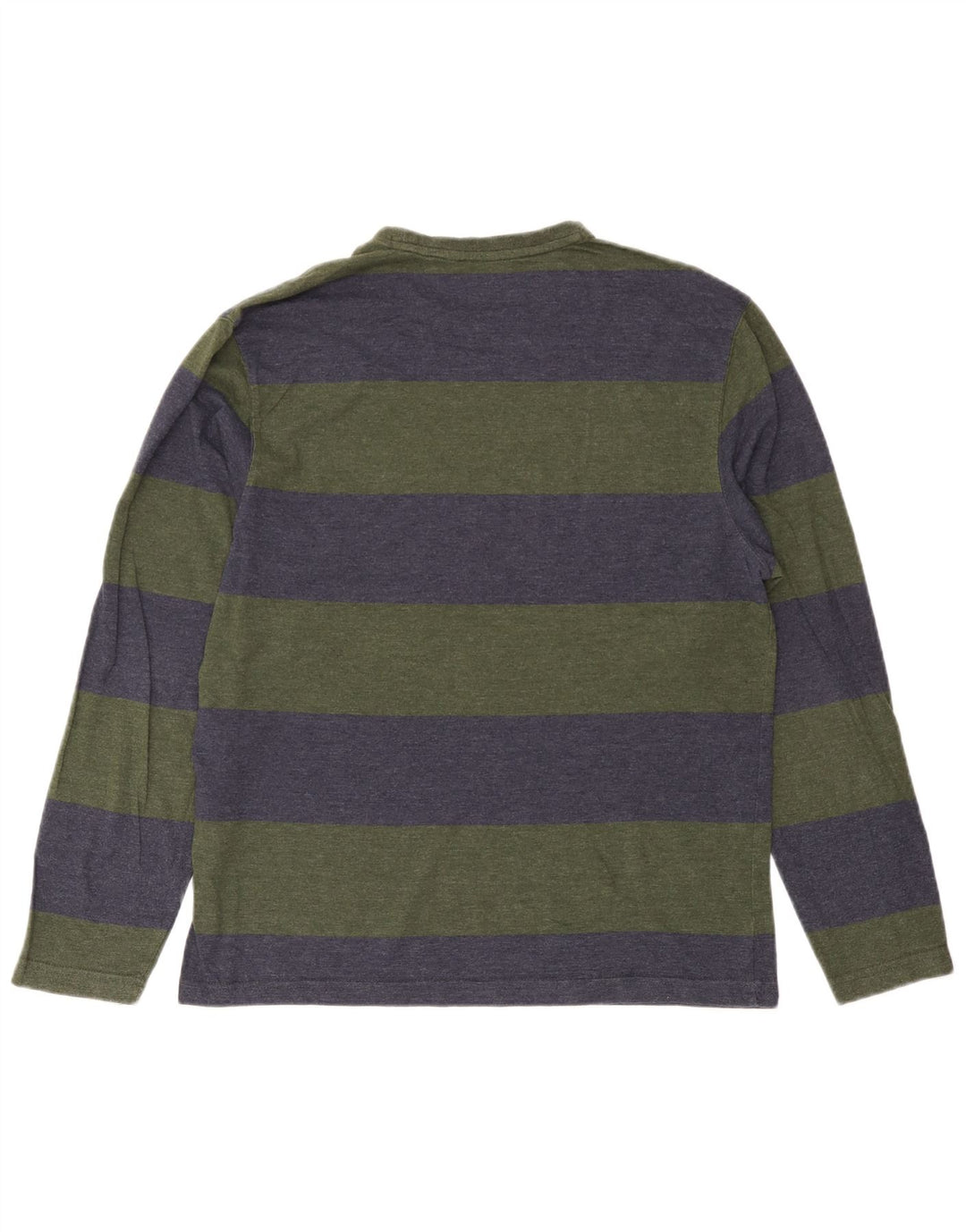 Izod Mens Top Long Sleeve Small Green Striped Cotton