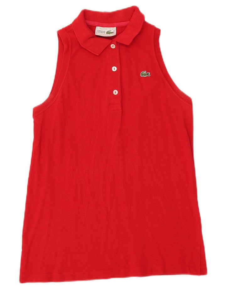 Lacoste Womens Sleeveless Polo Shirt Size 40 Medium Red Cotton