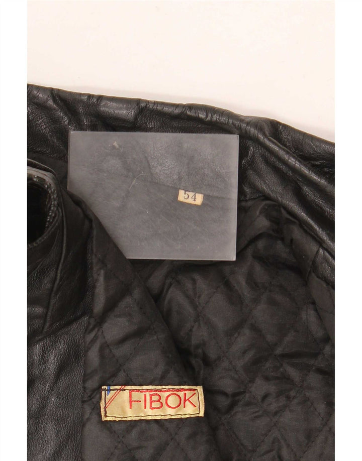 Fibok Mens Leather Jacket IT 54 2XL Black
