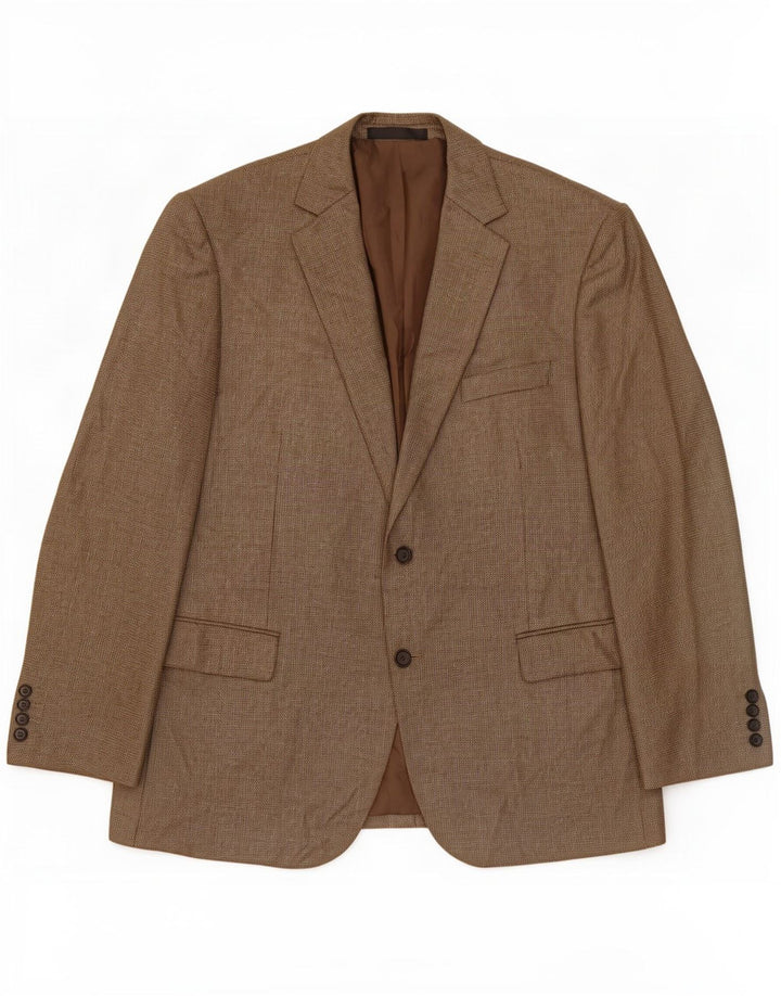Marks & Spencer Mens 2 Button Blazer Jacket UK 44 XL Brown Polyester