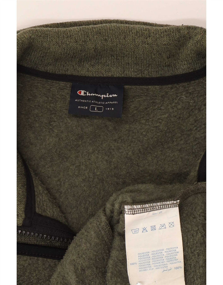 Champion Mens Tracksuit Top Jacket Large Khaki Flecked Polyester