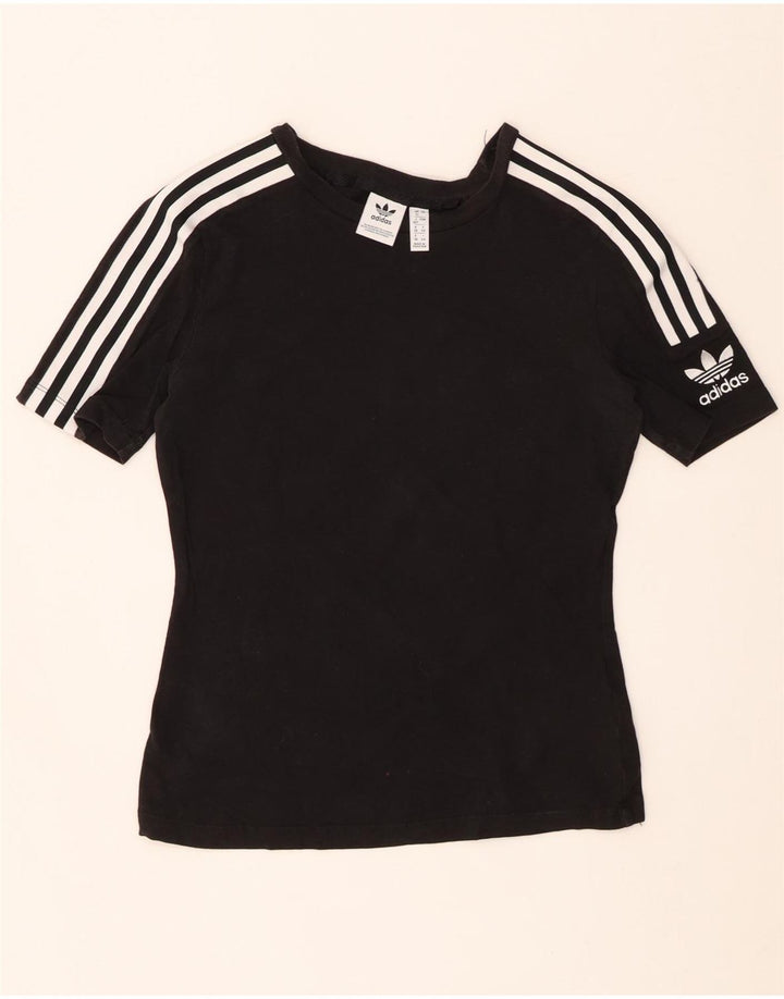 ADIDAS Womens T-Shirt Top UK 12 Medium Black Cotton