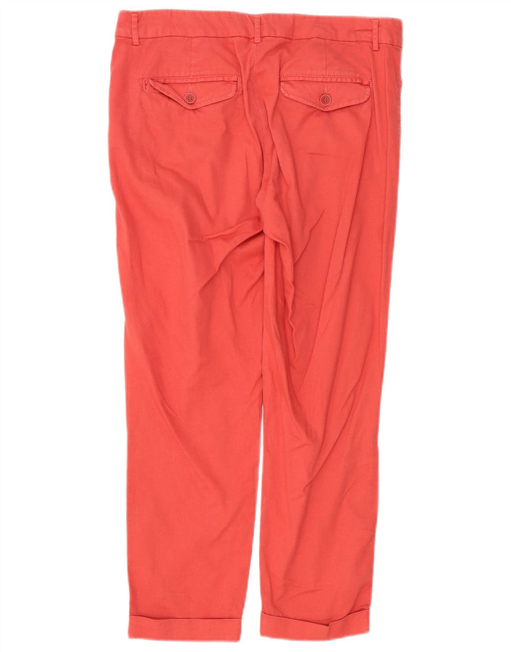 BENETTON Womens Straight Cropped Trousers UK 10 Small W31 L25 Red Cotton