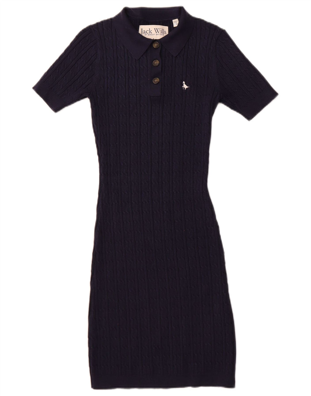JACK WILLS Womens Polo Neck Short Sleeves Jumper Dress UK 6 XS  Navy Blue