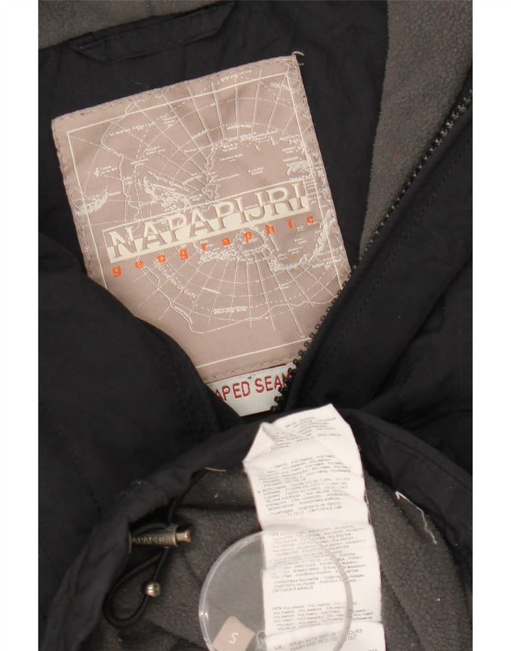 NAPAPIJRI Mens Graphic Hooded Anorak Jacket UK 36 Small Black Polyester
