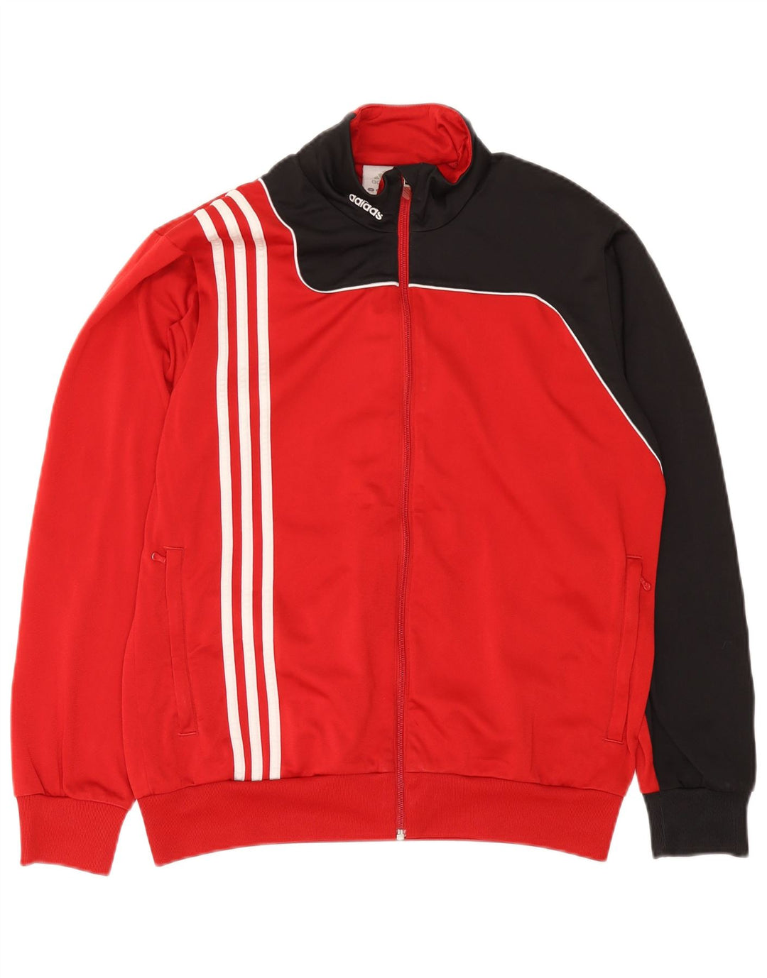 Adidas Mens Tracksuit Top Jacket UK 38/40 Medium Red Colourblock Polyester