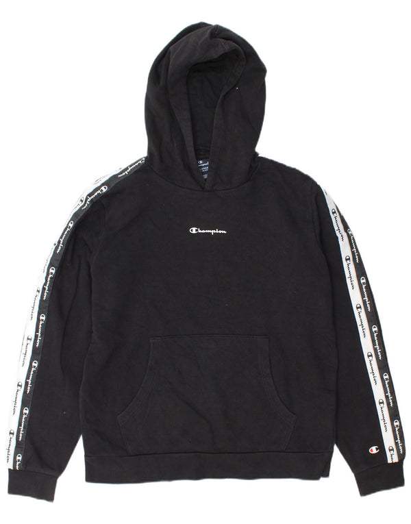 Champion Boys Graphic Hoodie Jumper 15-16 Years 2XL Black Colourblock