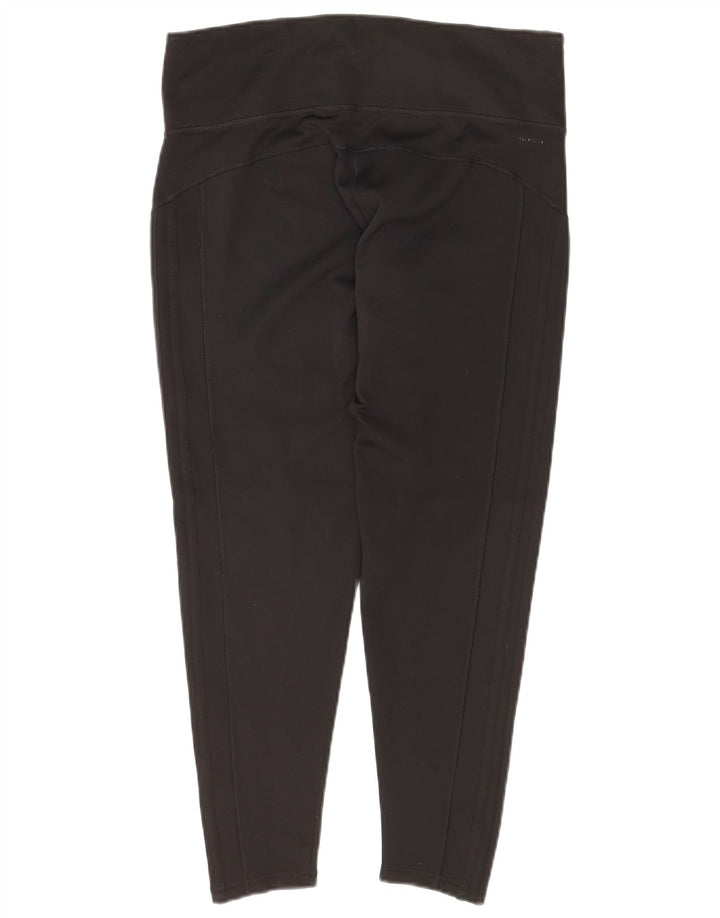 ADIDAS Womens Climalite Crop Leggings UK 16/18 Large  Black Polyester