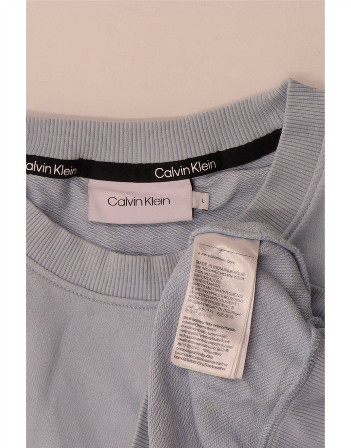 Calvin Klein Mens Graphic Sweatshirt Jumper Large Blue Cotton