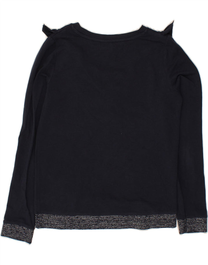 OASIS Womens Oversized Ruffle Front Top Long Sleeve UK 6 XS Navy Blue Vintage Oasis and Second-Hand Oasis from Messina Hembry 