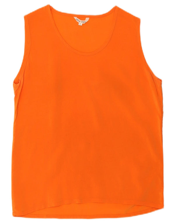 Vintage Womens Vest Top UK 10 Small Orange Silk