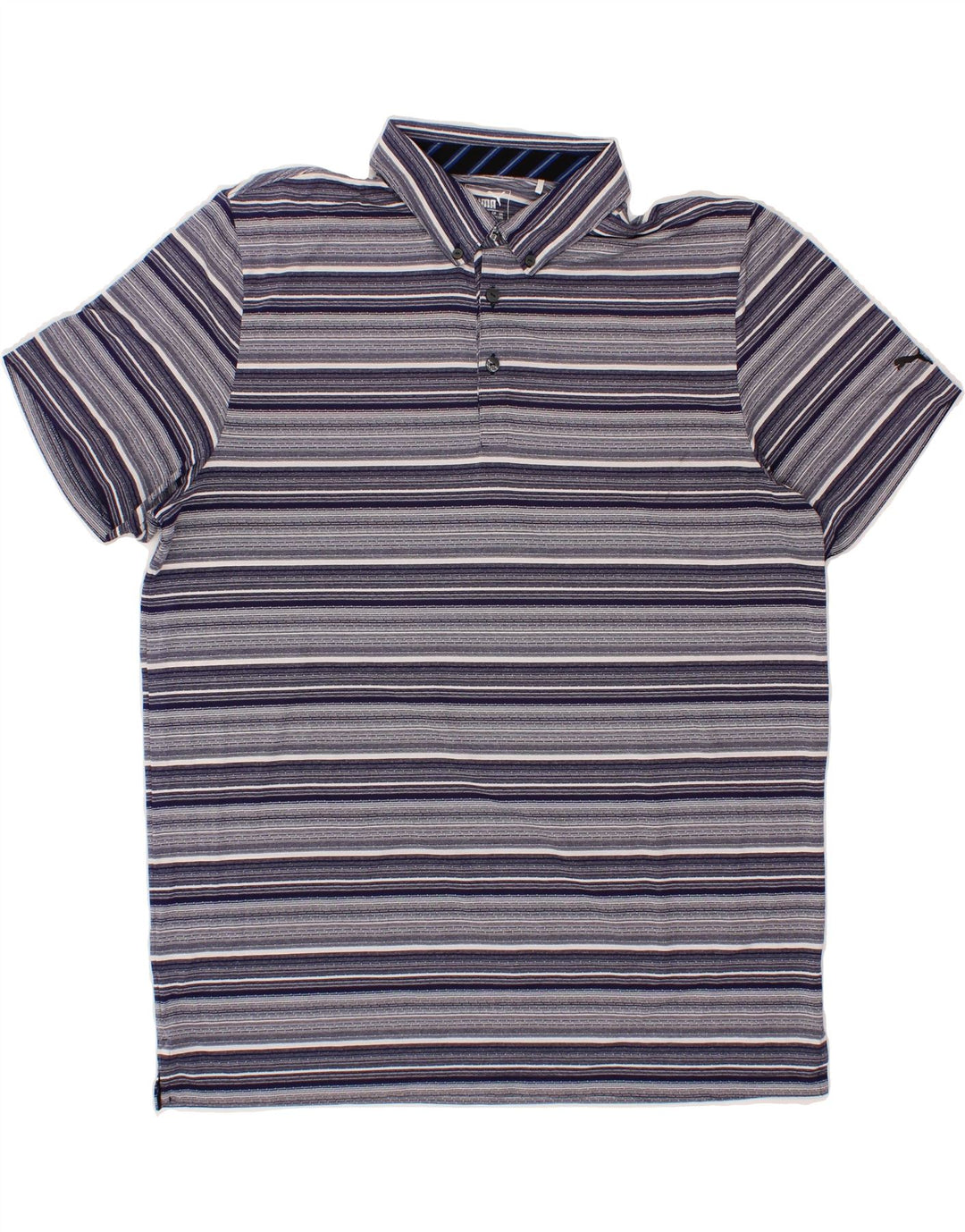 PUMA Mens Polo Shirt 2XL Navy Blue Striped Vintage Puma and Second-Hand Puma from Messina Hembry 