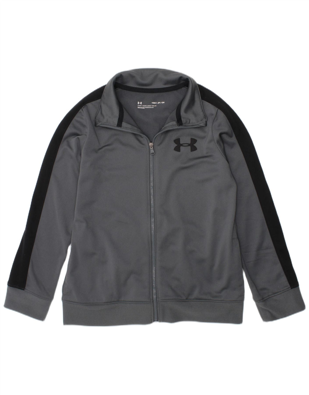 UNDER ARMOUR Boys Tracksuit Top Jacket 7-8 Years Small Grey Colourblock