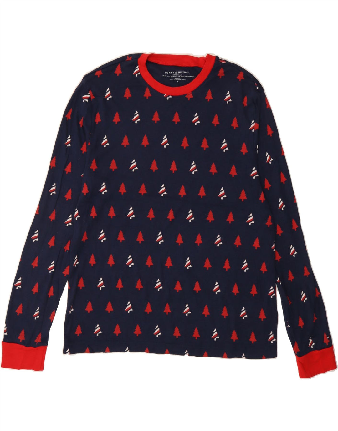 TOMMY HILFIGER Mens Graphic Top Long Sleeve Medium Navy Blue Cotton Vintage Tommy Hilfiger and Second-Hand Tommy Hilfiger from Messina Hembry 