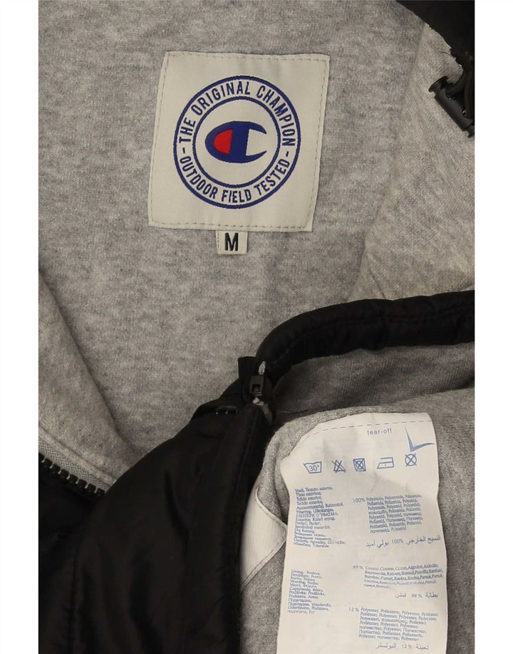 Champion Mens Hooded Padded Jacket UK 38 Medium Black Polyamide