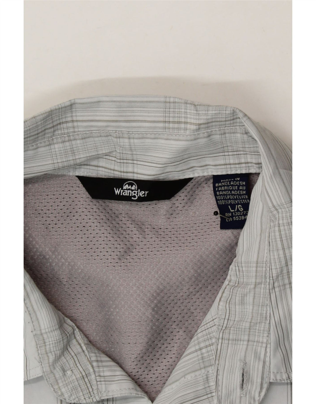 WRANGLER Mens Shirt Large Grey Check Polyester Vintage Wrangler and Second-Hand Wrangler from Messina Hembry 