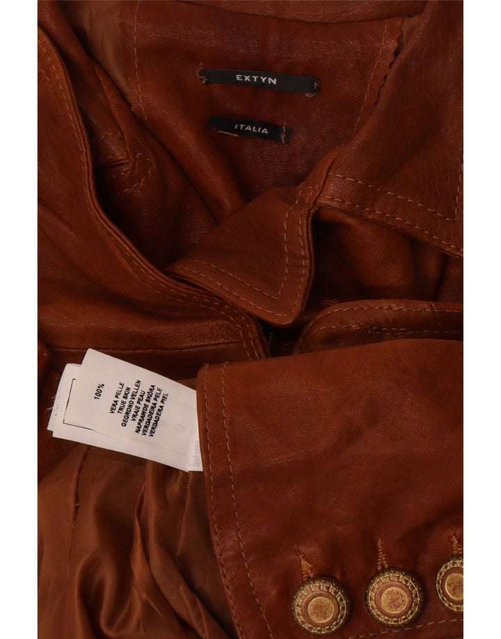 Extyn Womens Crop Leather Jacket IT 46 Large Brown