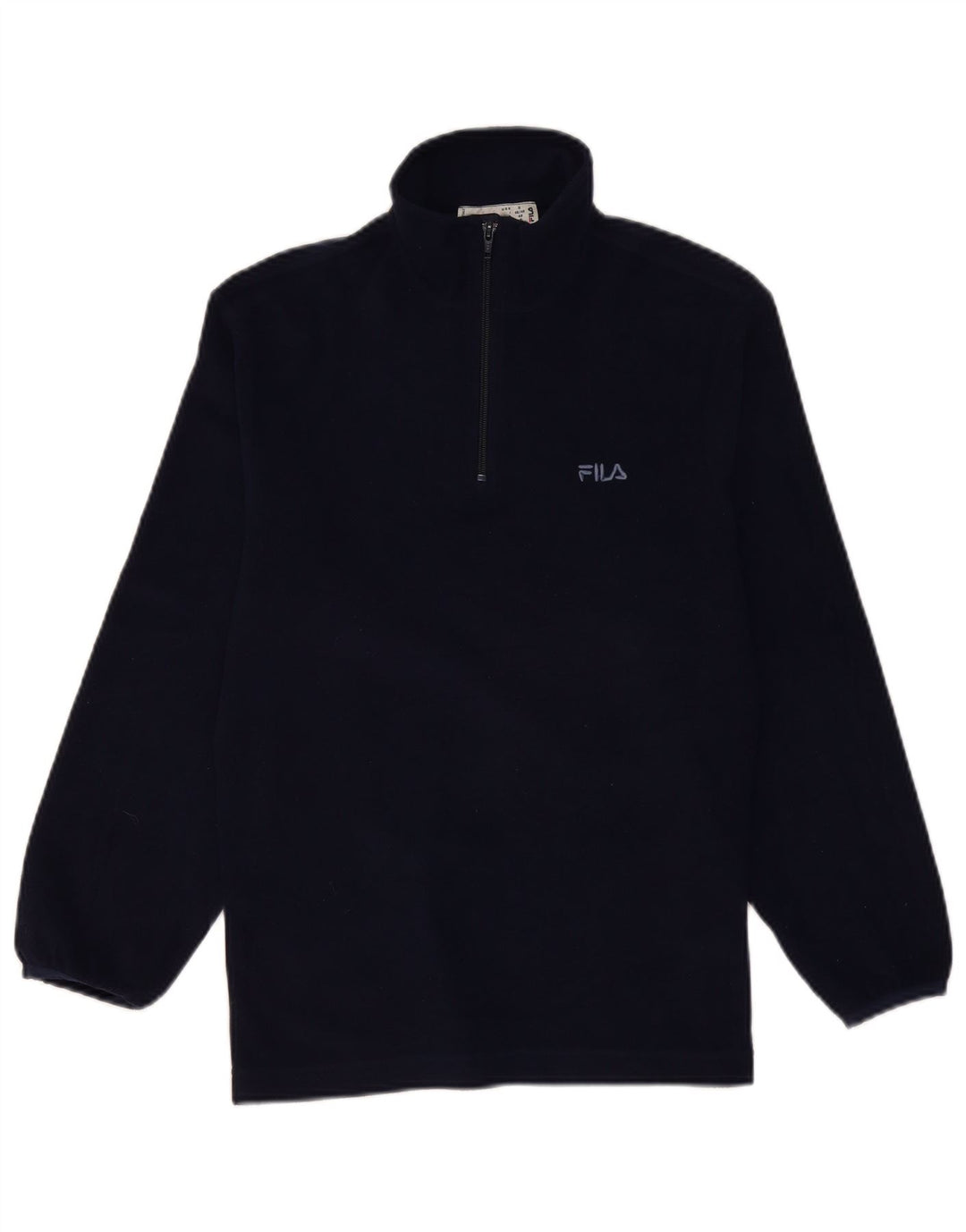 FILA Mens Zip Neck Fleece Jumper Small Navy Blue Polyester