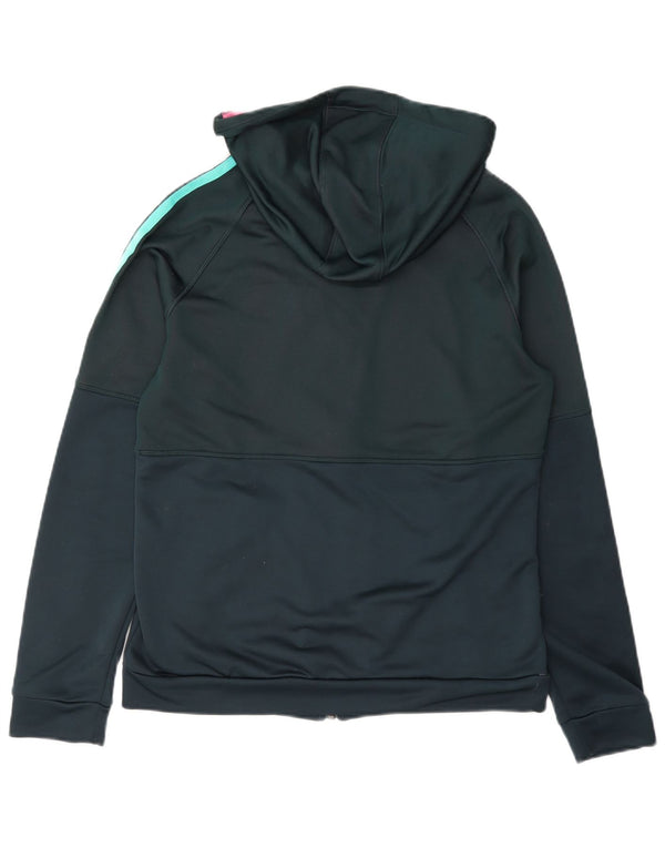 Adidas Womens Zip Hoodie Sweater UK 12/14 Medium Navy Blue Polyester